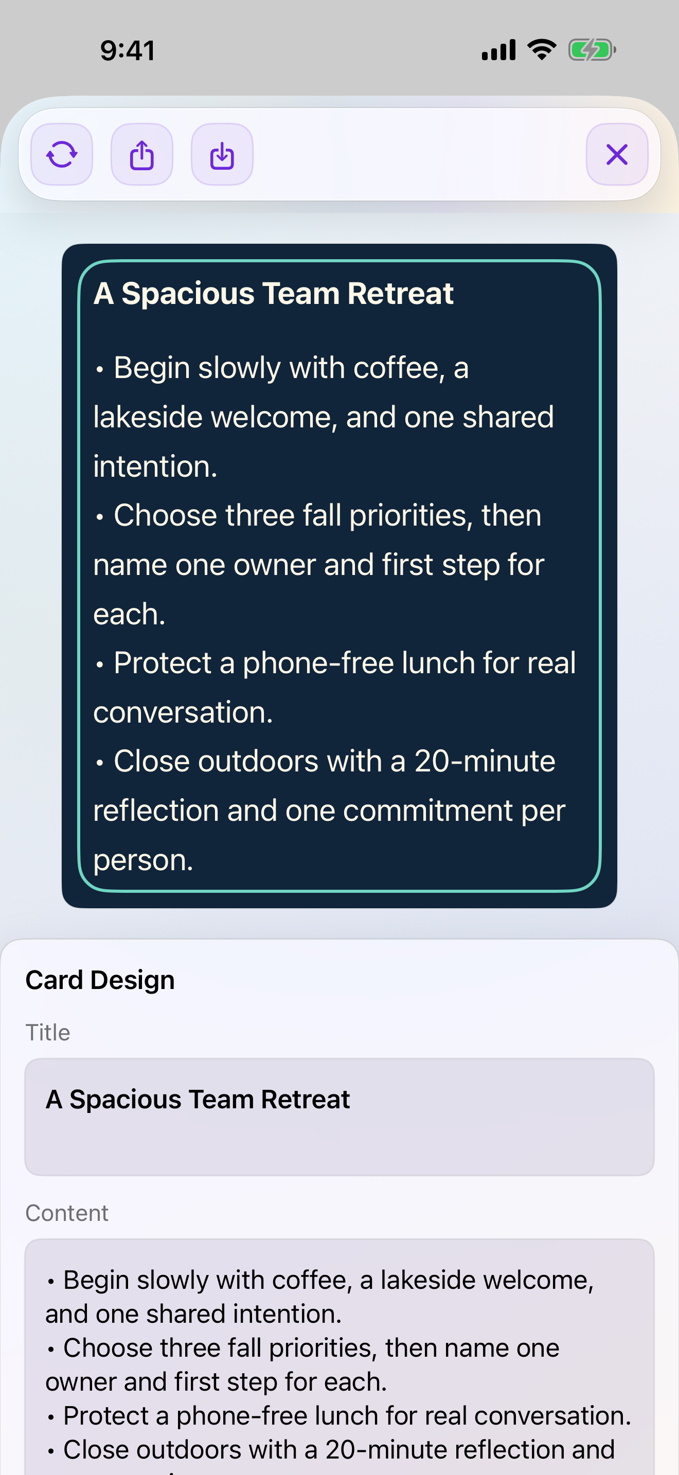 StoryChat AI finished post card titled A Spacious Team Retreat